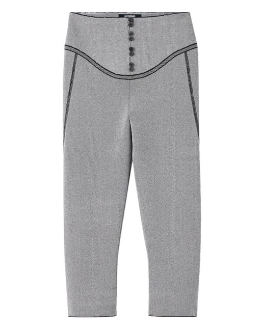 Jacquemus Women's Gray Button-Detailed Cropped Pants