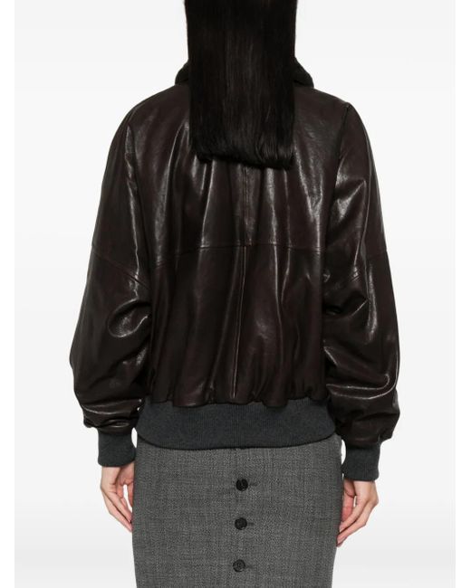 Brunello Cucinelli シアリングカラー レザージャケット Black