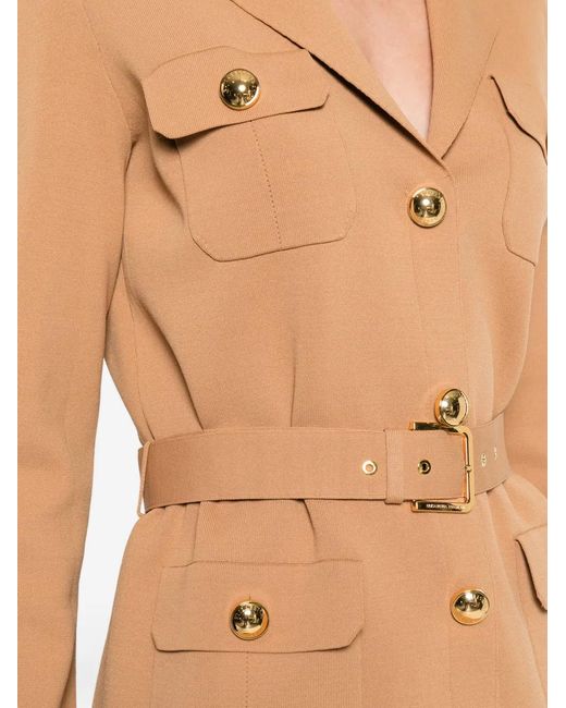 Elisabetta Franchi Natural Veste Boutonnée À Taille Ceinturée