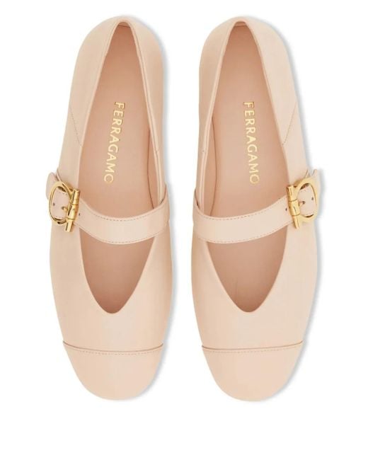Ferragamo Pink Gancini Ballet Flat Shoes