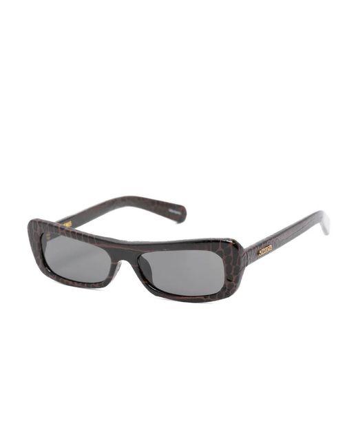 Jacquemus Gray Capri Crocodile-Effect Sunglasses