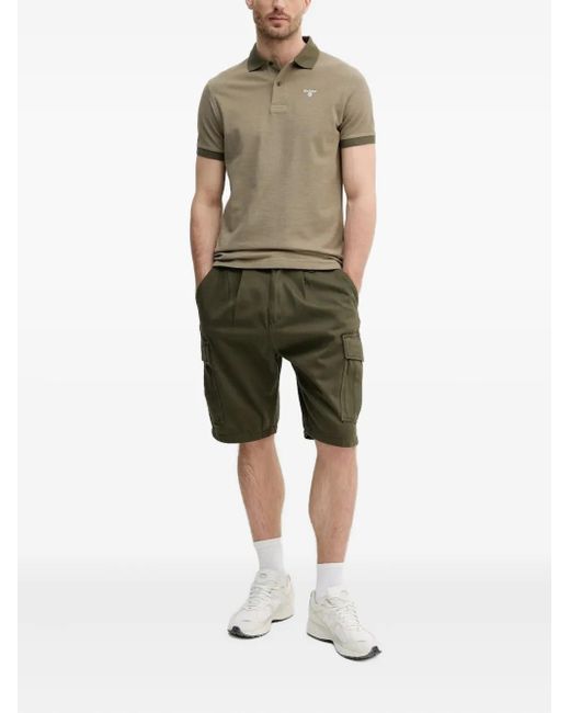 Barbour Brown Contrast-Collar Polo Shirt for men