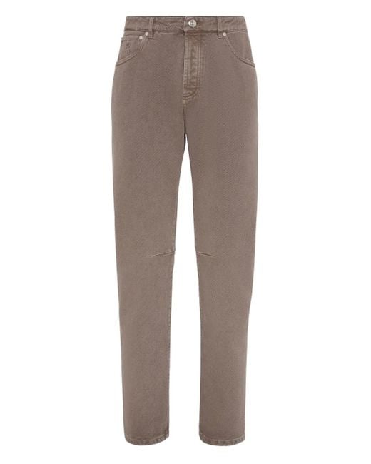 Brunello Cucinelli Gray Leisure Five-Pocket Cotton Jeans for men