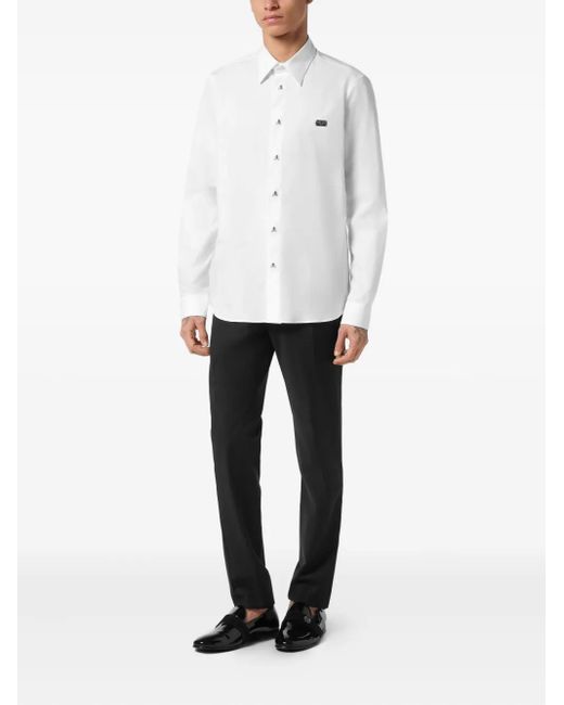 Philipp Plein White Sugar Daddy Long-Sleeved Shirt for men