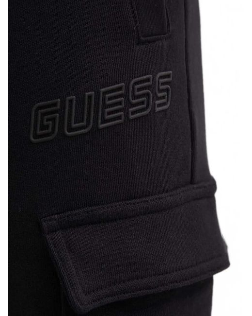 Guess Black Logo-Patch Track Pants for men