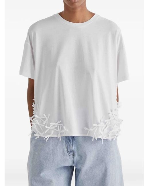 MEIMEIJ Gray Ribbon-Detail T-Shirt