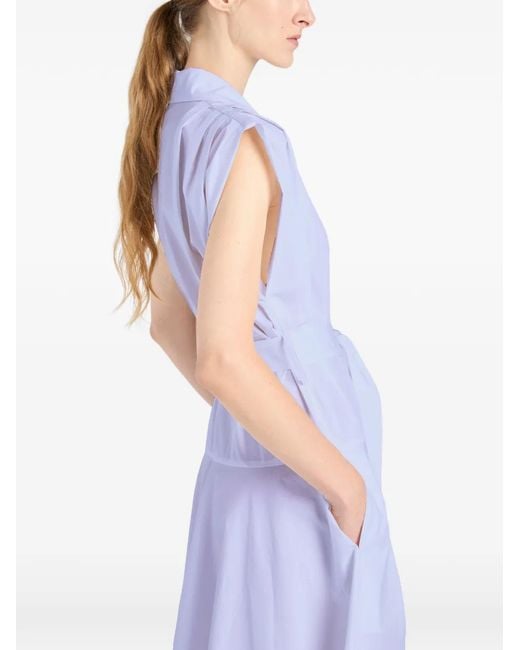 Proenza Schouler Blue Adinna Belt Cotton Midi Dress