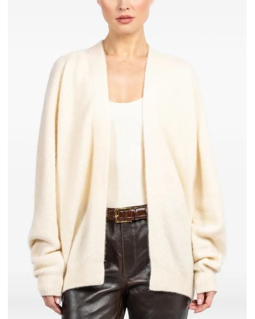 Frenckenberger White Ribbed-Trims Cardigan