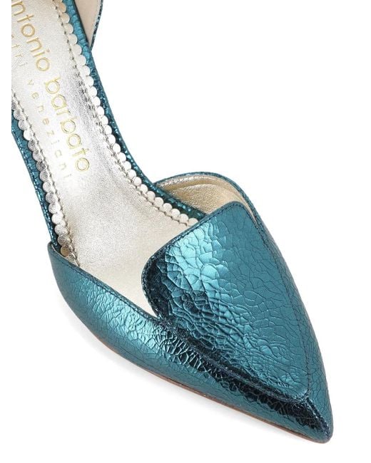 Antonio Barbato Maestri Veneziani Blue Crackled-Effect Leather Pumps