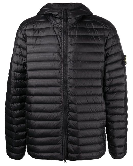 Stone Island Black Real Down Jacket for men