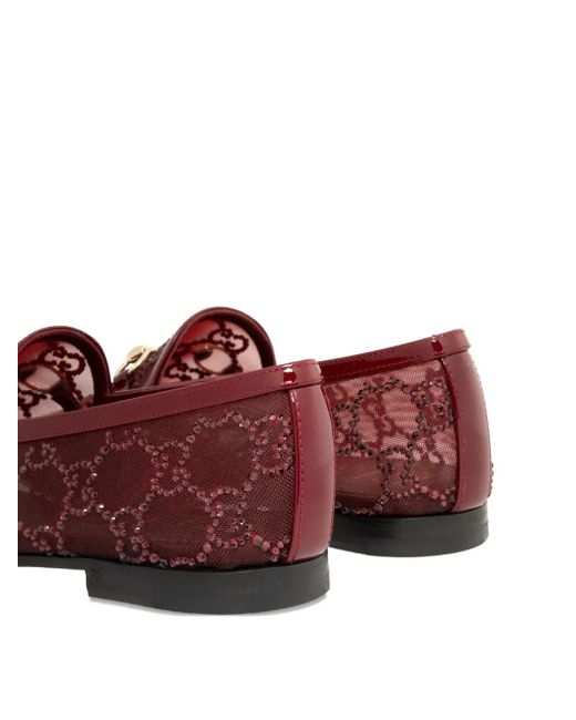 Gucci Red Crystal-Embellished Horsebit Loafers