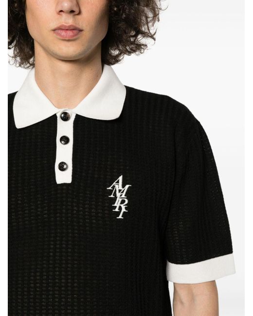 Amiri Poloshirt Met Wafelpatroon in het Black voor heren