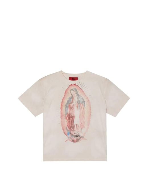 424 Pink Virgin Mary Graphic-Print T-Shirt for men