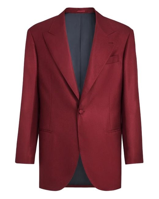 Brunello Cucinelli Red Peaked-Lapels Blazer for men