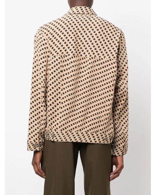 Song For The Mute Brown Geometric-Print Shirt-Jacket for men