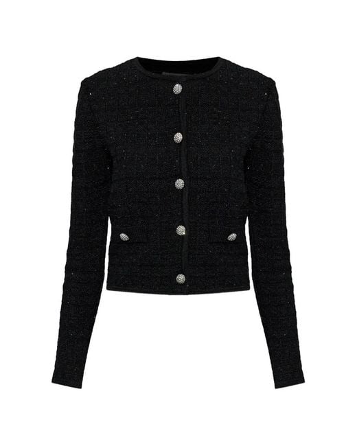 Alessandra Rich Black Buttoned Embellished Jacket