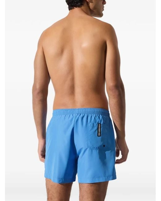 Karl Lagerfeld Blue Logo Swim Shorts for men