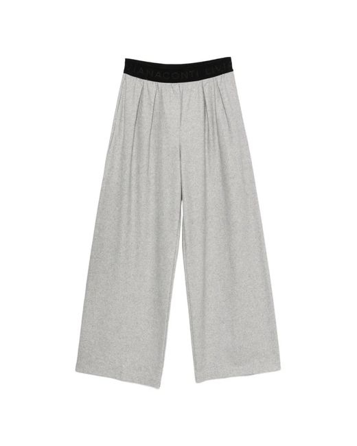 Liviana Conti Gray Logo-Waistband Trousers