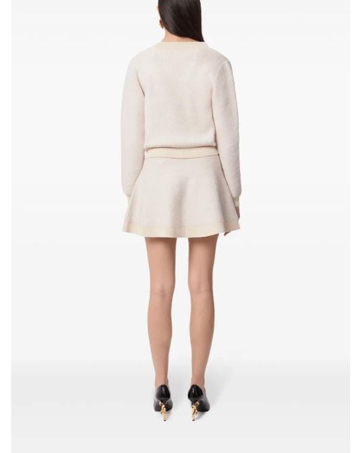 Nina Ricci Natural Mohair Blend V-Neck Cardigan