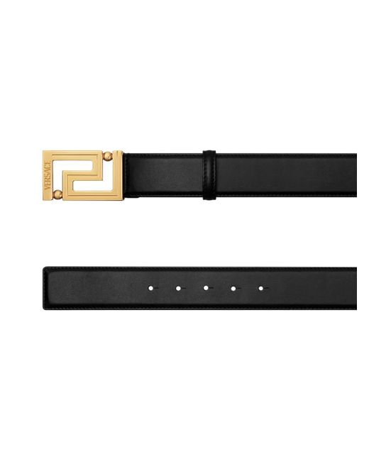 Versace Black Greca Leather Belt 4Cm for men