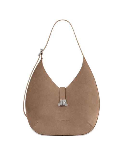 Courreges Natural Small Logo-Plaque Shoulder Bag