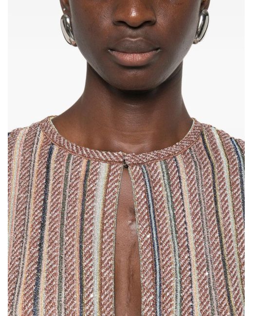 Missoni Natural Sequin-Embellished Striped Mini Dress