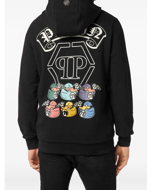 Philipp Plein Black Gothic Duck Hoodie for men