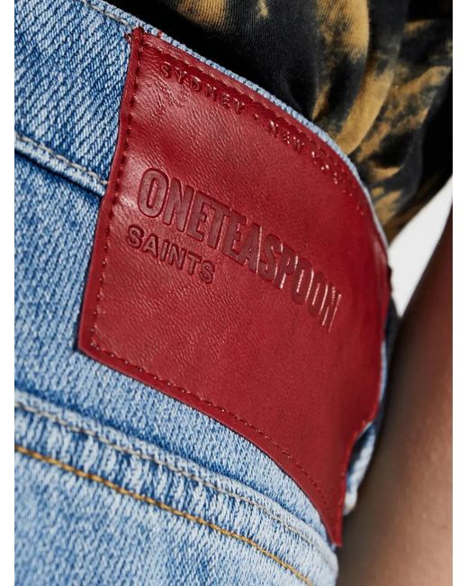 One Teaspoon Blue Logo-Patch Jeans