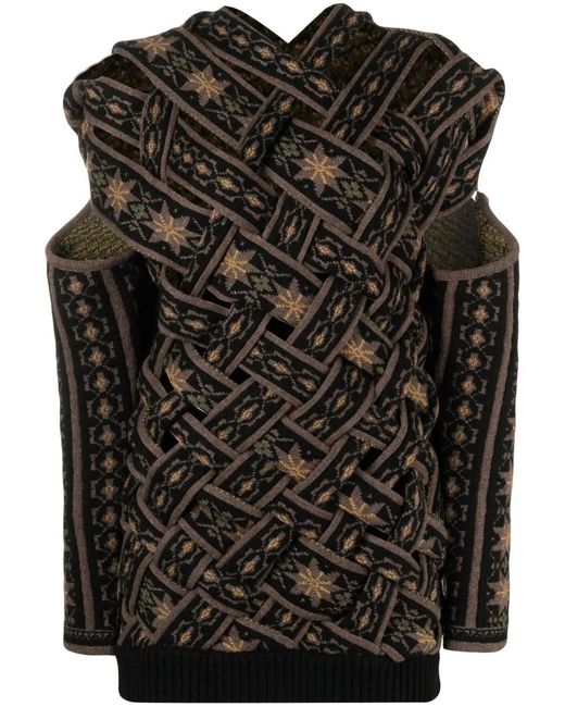 Y. Project Black Pattern-Intarsia Knit Cut-Out Jumper