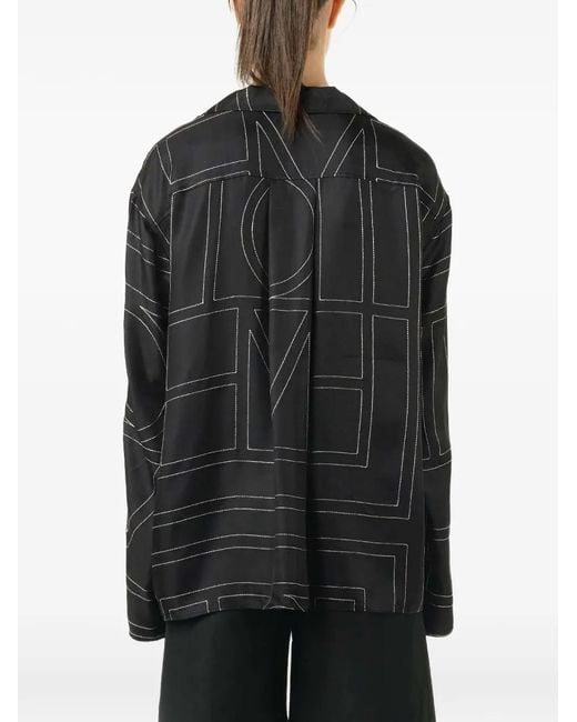 Totême  Black Monogram-Print Shirt