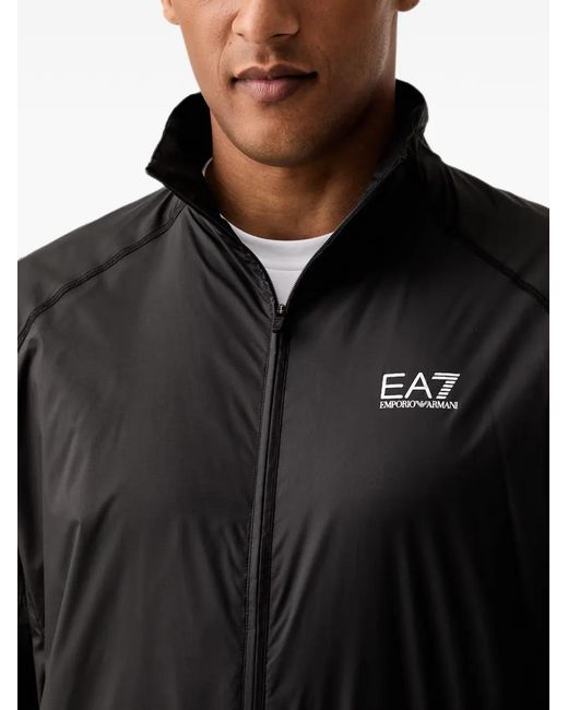 EA7 Black Logo-Print Tracksuit for men