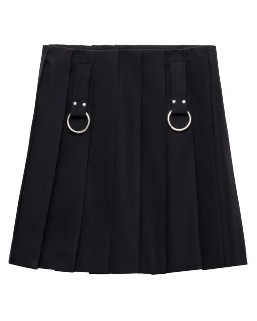 Prada Black Wool Pleated Mini Skirt