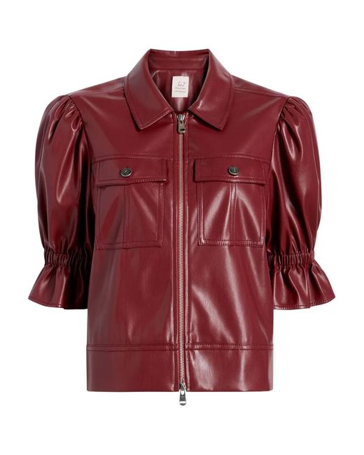 Cinq À Sept Red Holly Puff-Sleeve Pocket Jacket