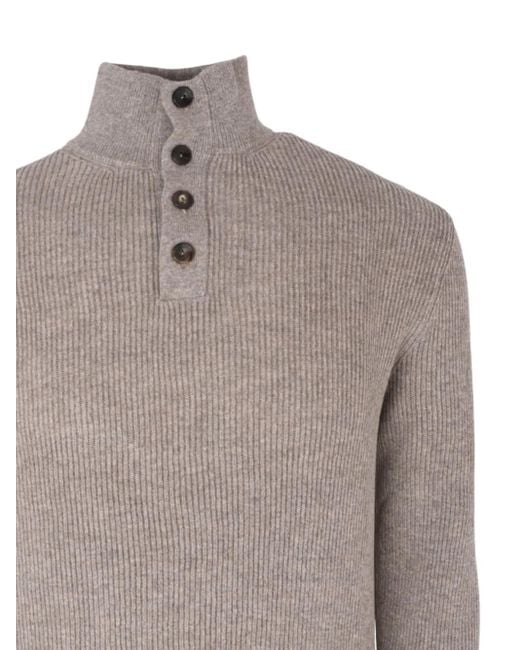 Agnona Gray Button Turtle Neck Jumper for men