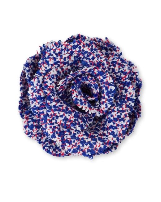 Philosophy Di Lorenzo Serafini Blue Floral-appliqué Tweed Brooch