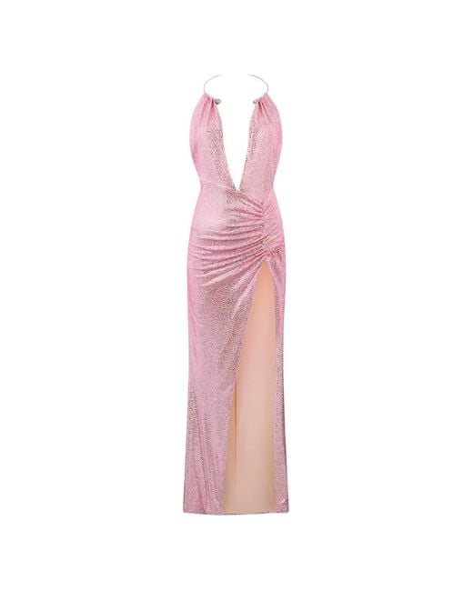 Philipp Plein Pink Maxi Dress Piercing Strass