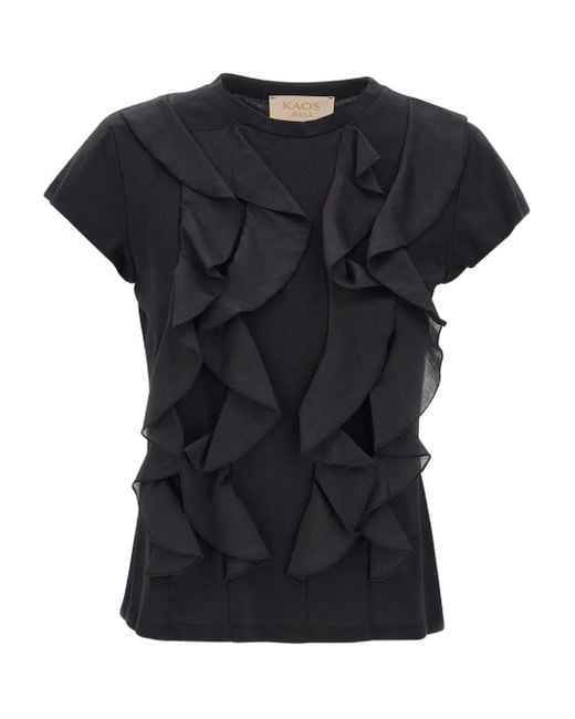 Camiseta con detalle de volantes Kaos de color Black