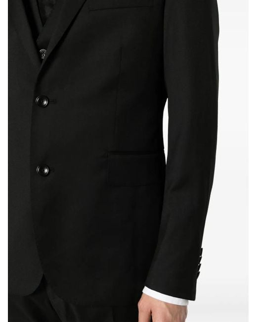 Tagliatore Black Single-Breast Virgin-Wool Suit for men