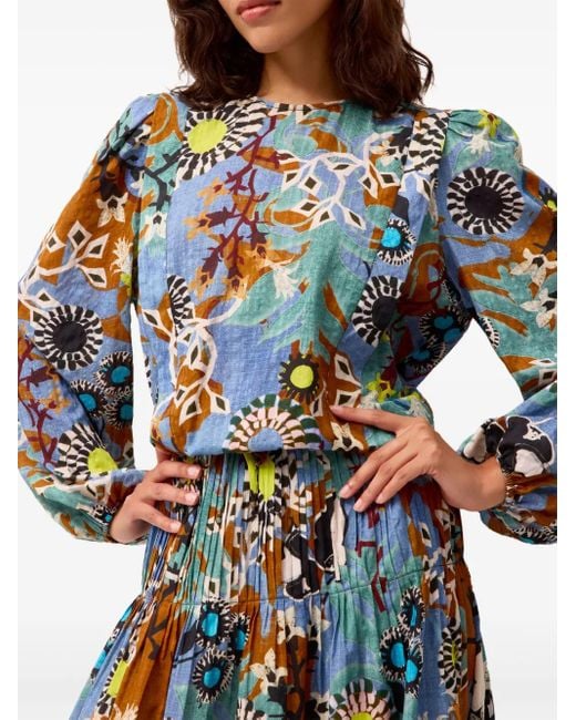 Top Hallie estampado Marie Oliver de color Blue