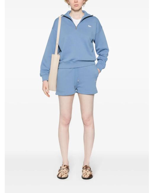 Maison Kitsuné Blue Fox-Patch Track Shorts