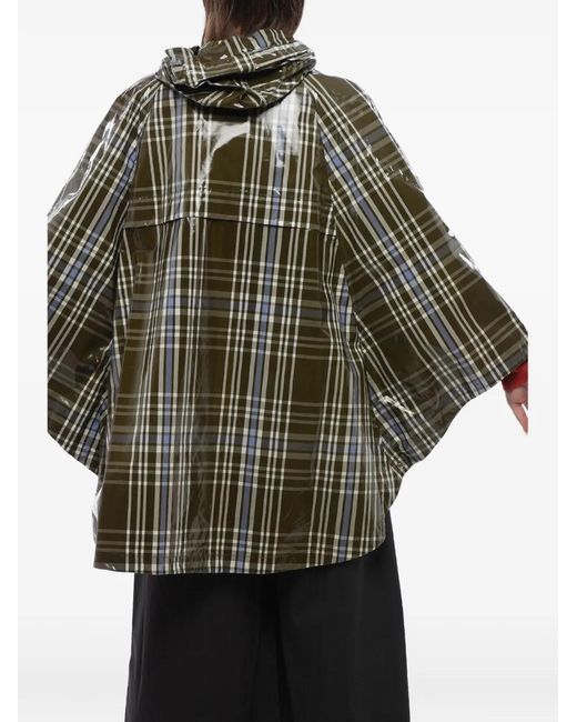 Woolrich Green Hawthorn Check-Pattern Cape