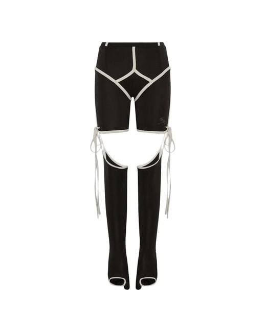 SRVC Studio Black Long John Contour-Panel Tie-Detail Shorts