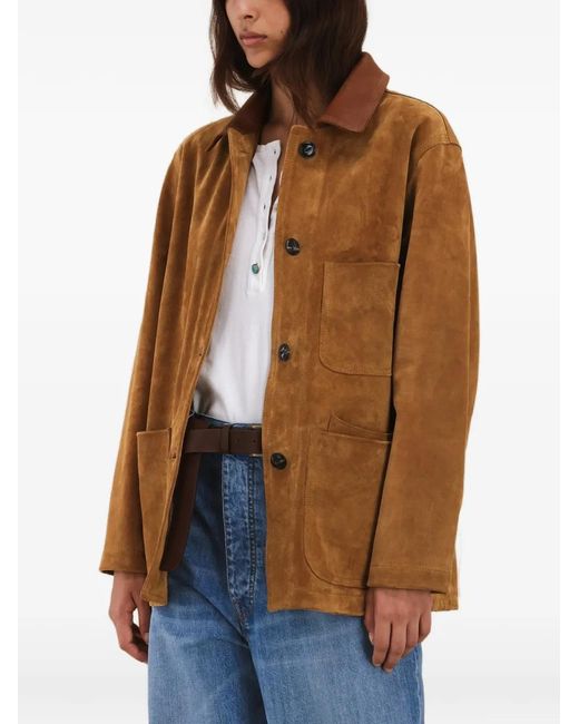 Fortela Brown Suede Leather Jacket