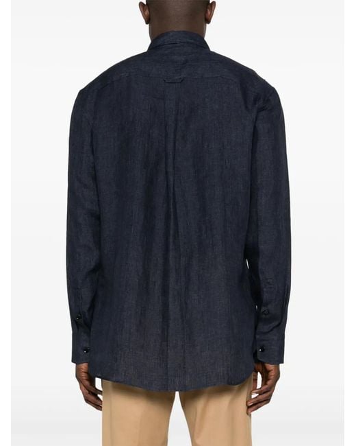 Brioni メンズ ブルー リネンシャツ 【公式通販】