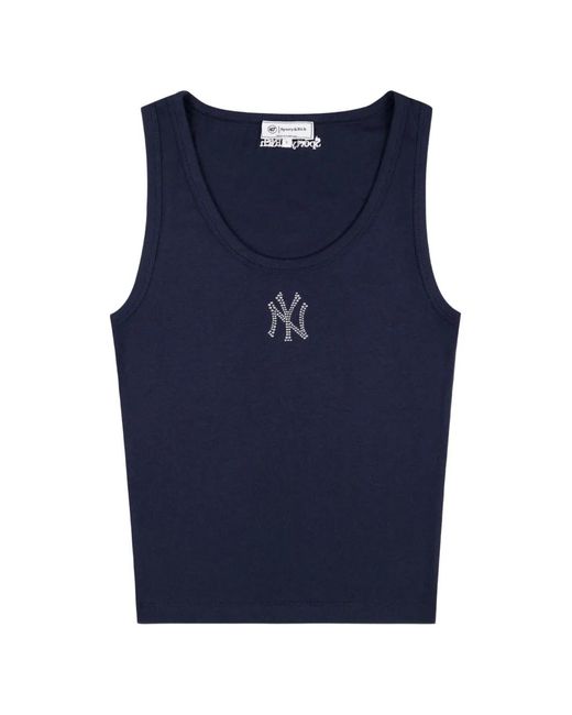 Sporty & Rich Blue X Yankees Krystal Cropped Tank Top