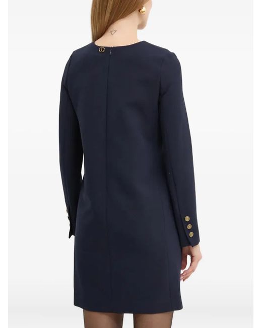 Twinset Blue Button Pockets Mini Dress