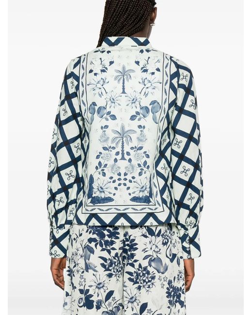 VERANDAH Blue Floral-Print Top