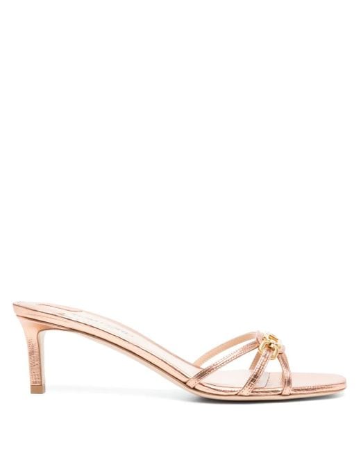 Tom Ford Pink Whitney T Metallic Leather Mules