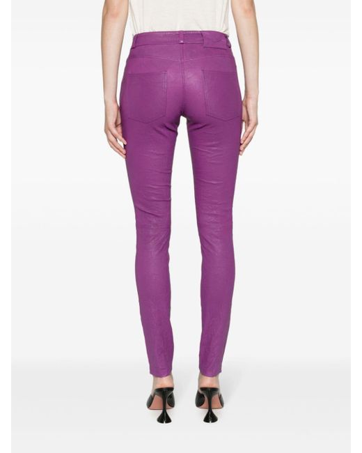 Zadig & Voltaire Purple Phlame Crinkled Leather Trousers