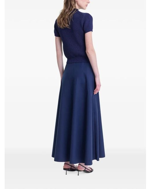 FFORME Blue Ribbed-Knit Short-Sleeve Top